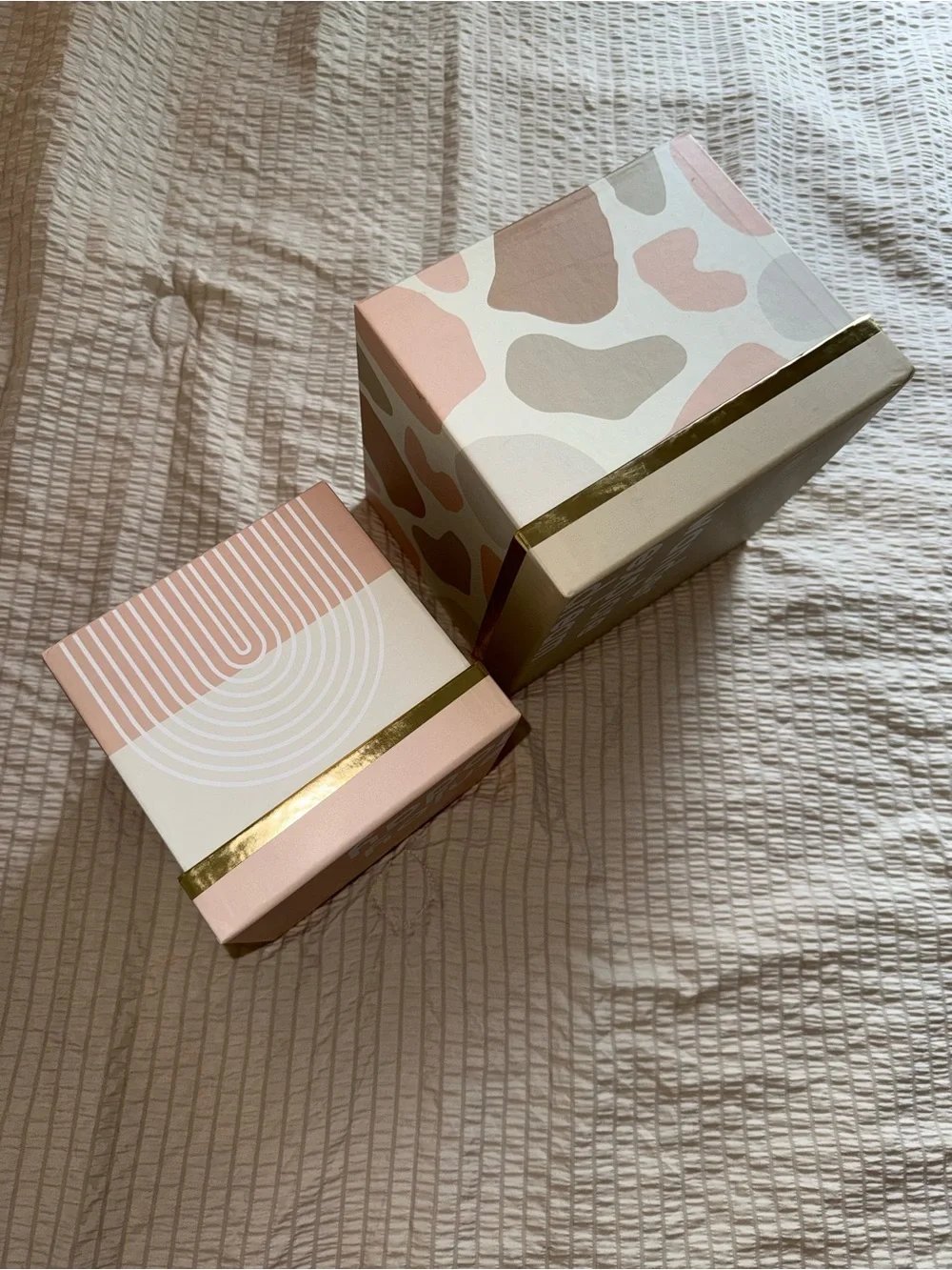 2 pc Decorative Storage Gift Boxes Set Neutral & Blush Tones
